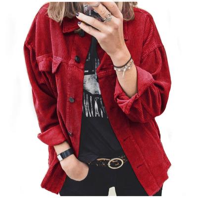 China 2021 New Fashion Women's Anti-wrinkle Corduroy Jacket Autumn Simple Retro Ladies Jacket for sale