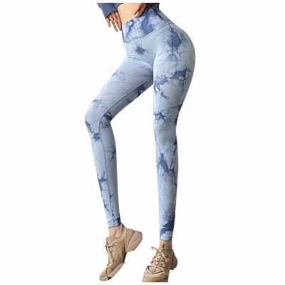 China New Anti-Static Tie Dye Yoga High Elasticity Fitness Running Pants Hip-Raise Leggings Jogging Sweatpants for sale