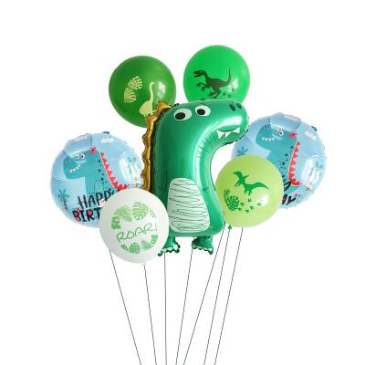 China Reusable Kids Theme Party Supplies Inflatable Dinosaur Latex Balloon Number Set Birthday Party Decoration for sale