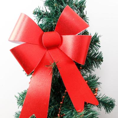 China Fashionable Christmas Decoration Solid Color Bow Family Christmas Tree Wrapping Ribbons Personalized Ornament for sale