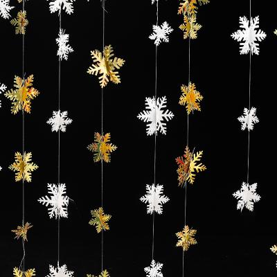 China Newest Christmas Decorations 4m Star Snowflake Glitter Linear Hanging Paper Ornament For Christmas Window Decor for sale