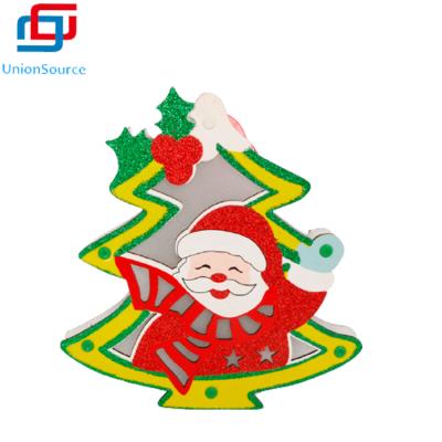 China Newest Christmas Home Decoration Ornaments LED Glowing Light Ornaments Santa Cardboard Pendant Lighted Christmas for sale