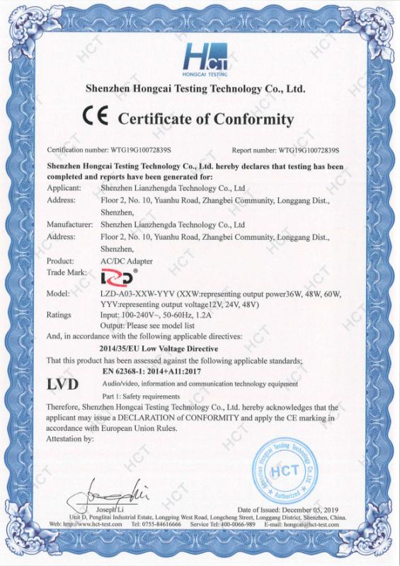 CE - Shenzhen Lianzhengda Technology Co., Ltd