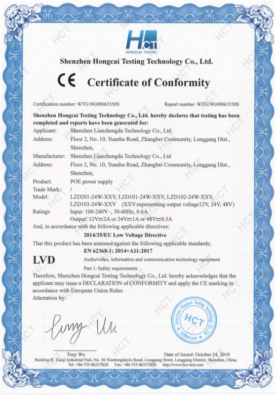 CE - Shenzhen Lianzhengda Technology Co., Ltd