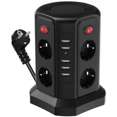 China 4 AC Outlet 5 USB Ports EU Tower Power Strip Outlet Desktop Extension Lead With 5 USB 4 Outlet for sale