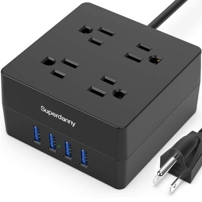 China 4 ac outlet 4 usb ports best price power strip with 4 port usb charging station usb charger for sale