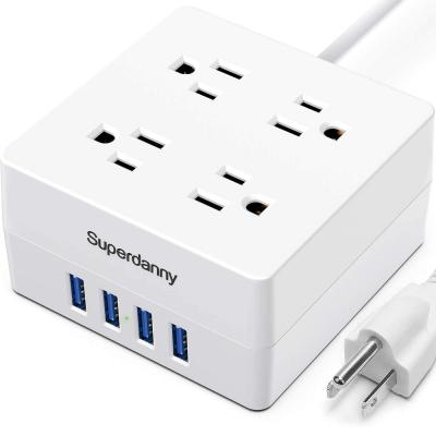 China 4 ac outlet 4 usb ports hot selling power socket extension cord power strip with 4 usb ports 4 ac outlet. for sale