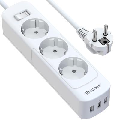 China New 3 USB 3 Outlet EU Power Strip Charger Socket Extension Power Advance with 3 USB 3 Outlet for sale