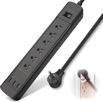 China factory direct sales 6 ports usb outlet 3 ac surge protector power strip with USB for sale