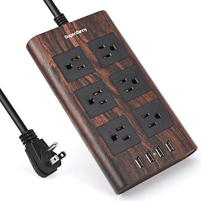 China 6 ac extension cord surge protector power strip modern design usb 4 usb ports usb outlet with flat plug and switch for sale