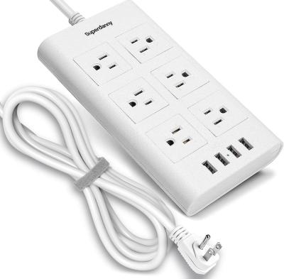 China 6 AC outlet 4 usb ports Superdanny 6 outlet surge protector power strip with 4 USB for sale