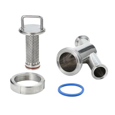 China Sanitary Grade 304 Hotels Grade 304 Mount Filter Flange Pipe Tee Stainless Steel y-type Quick Strainer for sale