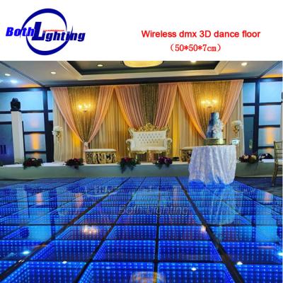 China ABS+ tempered glass 2019 new products led wireless infinity mirror dmx 3D dance floor / led dance floor for sale