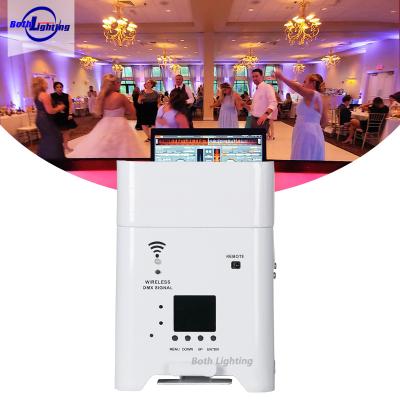 China wedding uplight SMART DJ wplights 4*18w RGBWA wireless 6in1 battery operated uplight DMX led par light color changing for sale