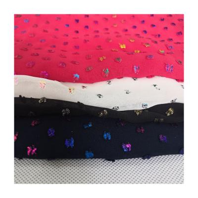 China Fashionable Customized Breathable Design100% Polyester Chiffon Metallic Foil Fabric for sale