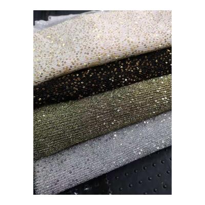 China Factory Wholesale 3mm Shrink-Resistant Sequin Pleated Polyester Metallic Embroidery Fabric For Clothing for sale