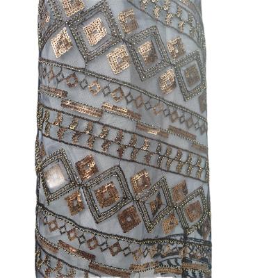 China Velvet Shrink-Resistant Laser Cut Tulle Luxury Sequins Soft 3D Embroidery Mesh Dress Fabric for sale