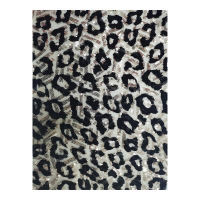 China Breathable Wholesale Ladies Garment Flock Glitter Sequin Fabrics Customized Mesh Fabric for sale