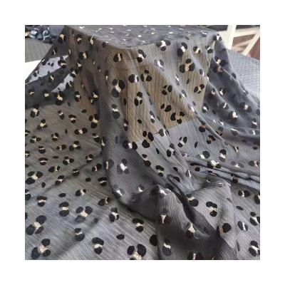 China Customized 100% breathable polyester 75d yoryu chiffon flossing glitter fabric for women's dress for sale