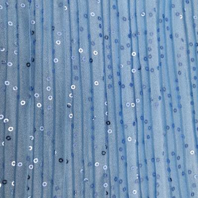 China Low Price 3MM Shrink-Resistant Sequin Embroidery Pleated Crepe Fabric For Clothing for sale