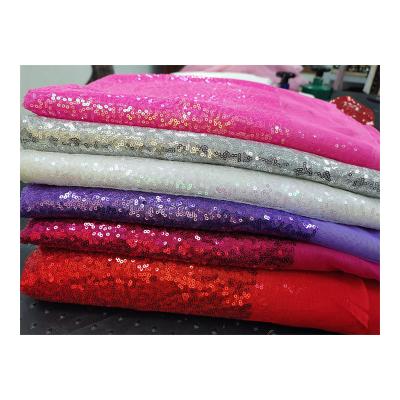 China Stretch Customized Polyester Mesh Garment Fabric 3mm Sequin Embroidery Fabric 100% for sale