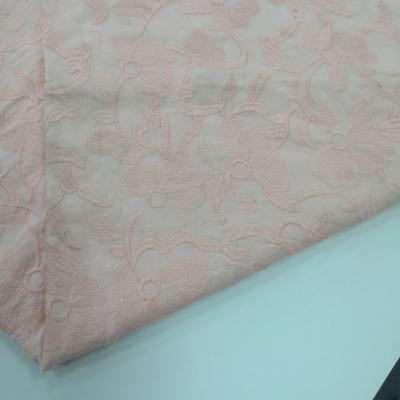 China B-348 100 Style Breathable Rayon Elegant Flower Voile Floral Embroidered Flat Yarn Embroidery Fabric For Clothing for sale