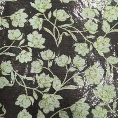 China D-457 Floral Dye Printing Flower D-457 French Tulle Lace Mesh Embroidered 3MM SEQUIN EMBROIDERY FABRIC For Decoration for sale