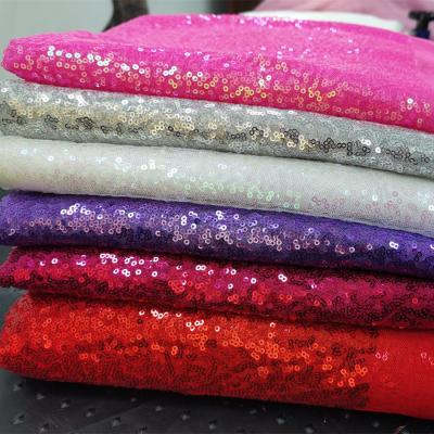 China High Quality 100% Stretch Polyester Mesh 3mm Sequin Embroidery Fabric For Garment for sale