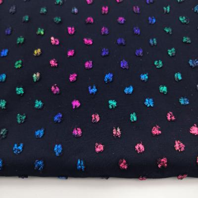 China Factory Made Breathable 100% Polyester Hi-Multi Chiffon Dot Multicolor Jacquard Foil Fabric For Kids And Ladies Garment for sale