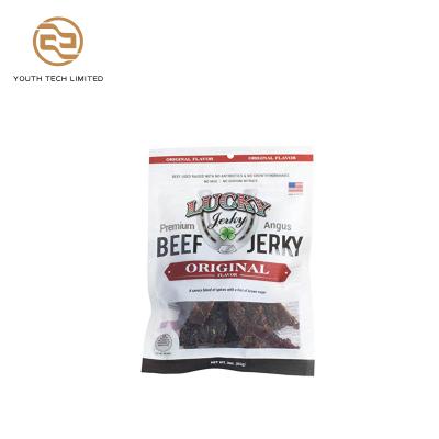 China Factory Wholesale Recyclable Reusable Custom Kraft Paper Logo Beef Jerky Bag With Hole Handle Smell Proof 8x10 Beef Jerky Bags for sale