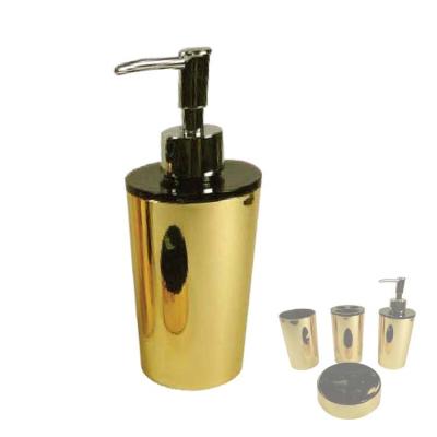 China Viable Wholesale Gold 4PCS Hotel Home Bathroom Accessories Set Cheap Plastic Bathroom Set for sale