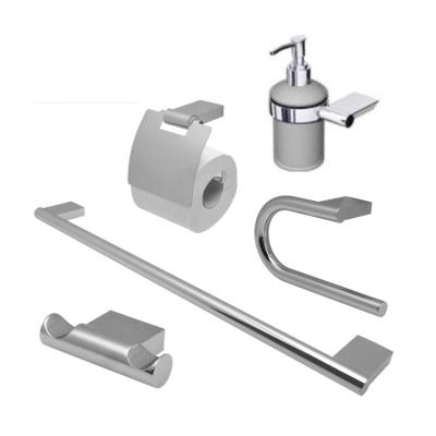 China Sustainable Sanitary Hardware Zinc Square Set of 5 Pieces in Chrome for sale