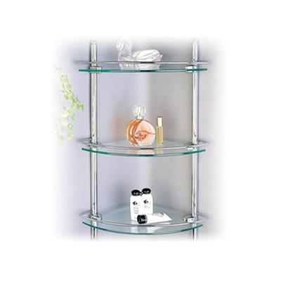 China Modern Tempered Glass Bathroom Accessories Corner Wall Mounted Shower Glass Shelf for sale