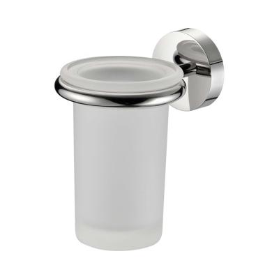 China Traditional Bathroom Accessories Set Single Glass Cup Holder Stainless Steel Chrome Tumbler Holder for sale