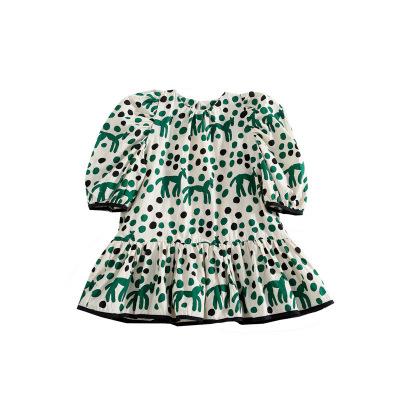 China 2021 Hot Selling Girl's Princess Breathable New Design Girl Dress With Green Dot for sale