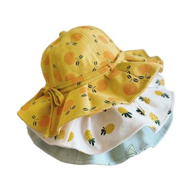 China Hot dobby factory sale fashion summer 100%cotton baby fruit print beanie hats for sale