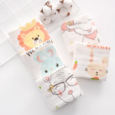 China Cute Animal Printed Viable 6 Layer Baby High Density Cotton Gauze Face Wash Saliva Handkerchief Towel for sale