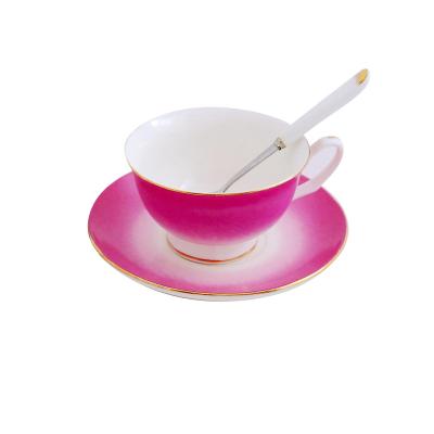 China New Sustainable Bone China Cup And Saucer European Style for sale