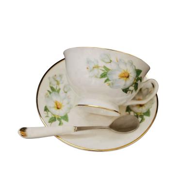 China Viable Set of Camellia Phnom Penh Bone China Tea Cups and Saucers for sale