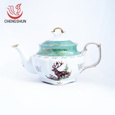 China Sustainable Classic Green 10 Inch Ceramic Teapot for sale