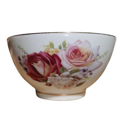 China Sustainable Wholesale Ceramic Dishware Daily Use 5 Inch Flower Bowl Ceramic Kitchen Bowl for sale