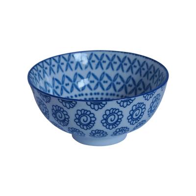 China Viable Wholesale Ceramic Bowl 4.75 Inch Blue And White Porcelain Rice Soup Bowl Porcelain Bowl for sale