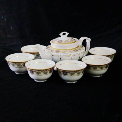 China Sustainable New Tea Sets Bone China And Gold Porcelain Coffee Teapot Set With Bowl for sale