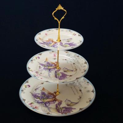 China Sustainable 3Tier Bone China Cake Stand To Wedding Ceramic Plate for sale