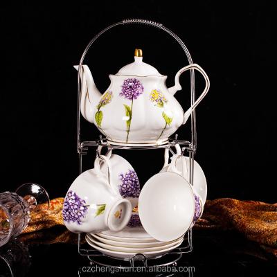 China Sustainable Style Royal Tea Sets With Flower Pattern For Gifts for sale