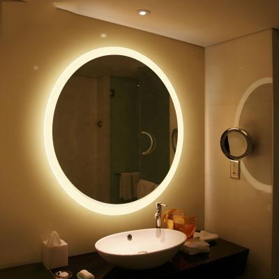 China Sanitary Ware Dimmable Backlit Round Mirror Lighted Bathroom Vanity Mirror for sale