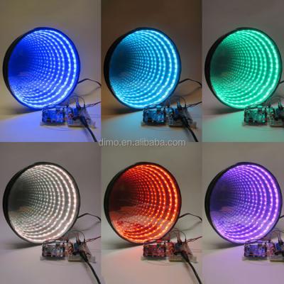 China CE IP44 Round Circle Light Magic Mirror Never Led Infinity Mirror Decoration Light End Endless Mirror for sale