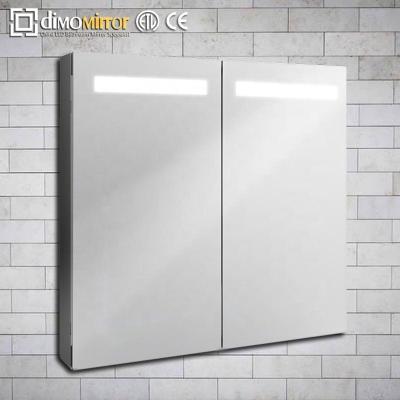 China Best selling illuminated aluminum storage cabinet swivel fogless aluminum mirrored storage cabinet with lights for bathroom for sale