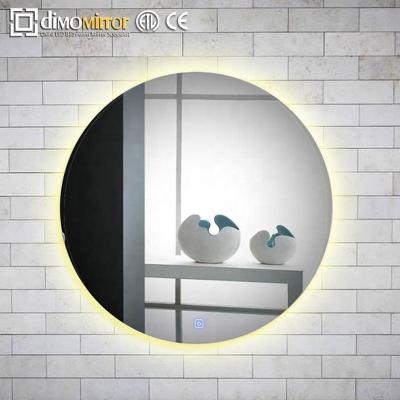 China Bright Beveled Circle Back Bathroom Lighted Mirror With Light Widening Shaving Mirror for sale