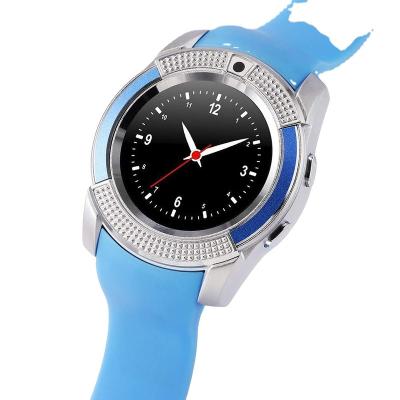 China Touch Screen Cheapest Price Portable Devices BT Call With Music Phone Watch Lem Support SIM Card V8 Smart Watch for sale